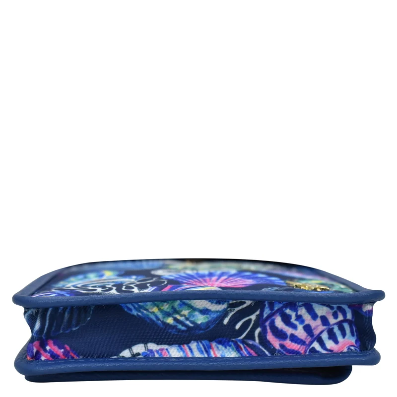 Handy-Crossbody-Geldbörse aus Stoff mit Lederbesatz - 13005