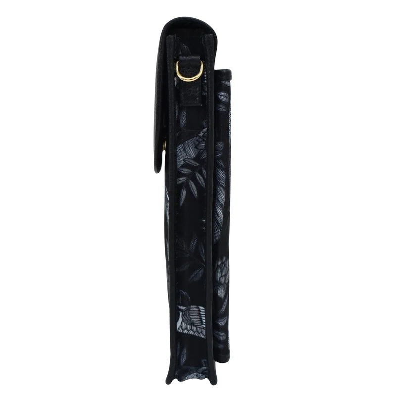 Handy-Crossbody-Geldbörse aus Stoff mit Lederbesatz - 13005