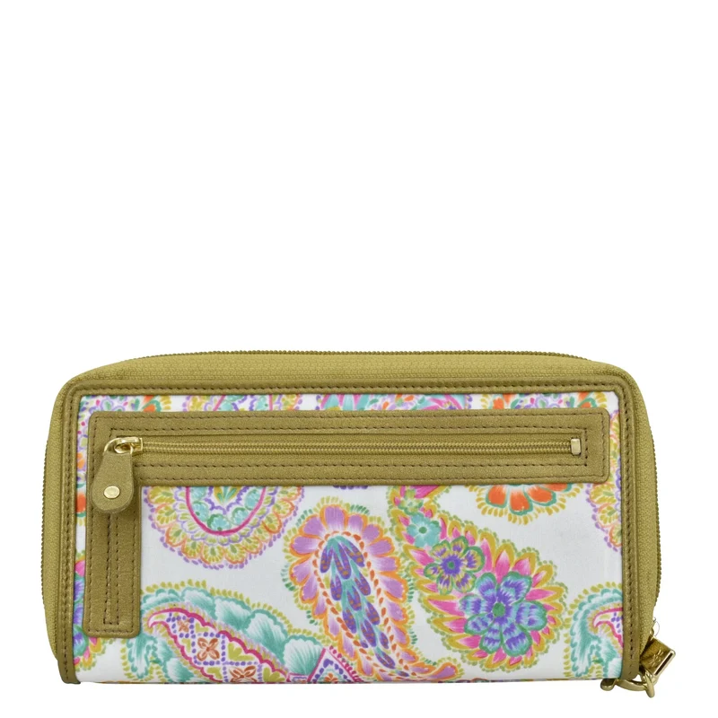Stoff mit Lederbesatz Wristlet Travel Wallet - 13000