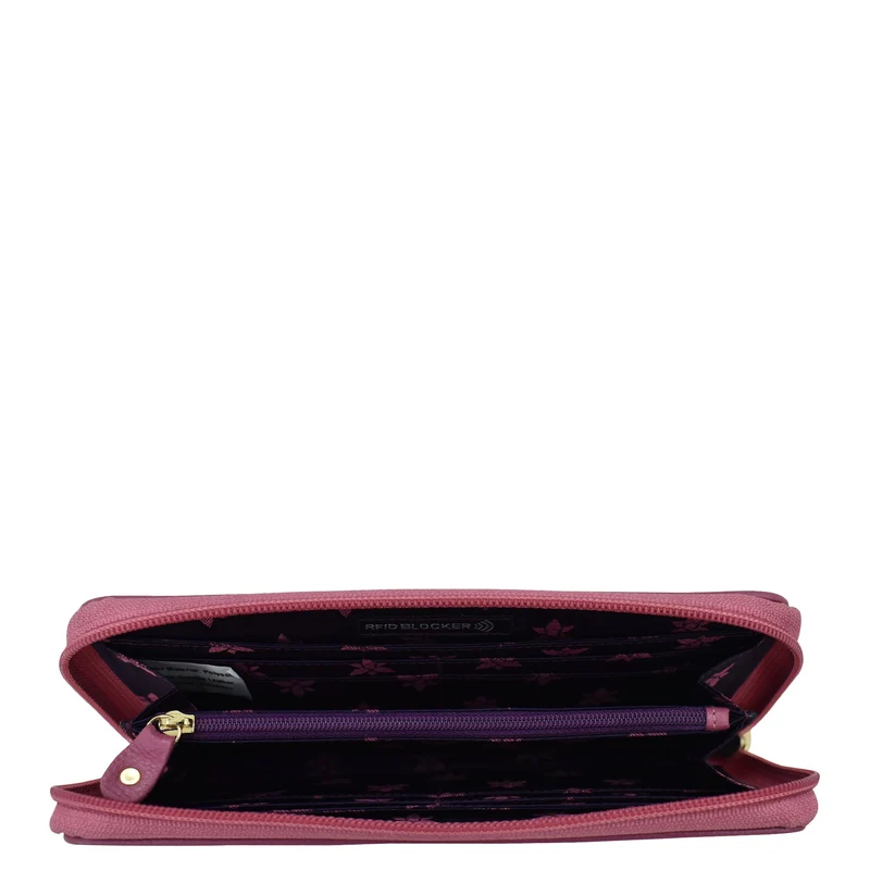 Stoff mit Lederbesatz Wristlet Travel Wallet - 13000