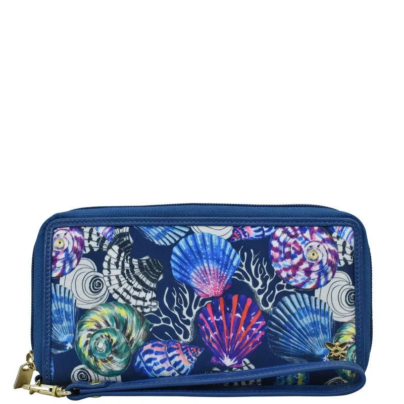 Stoff mit Lederbesatz Wristlet Travel Wallet - 13000