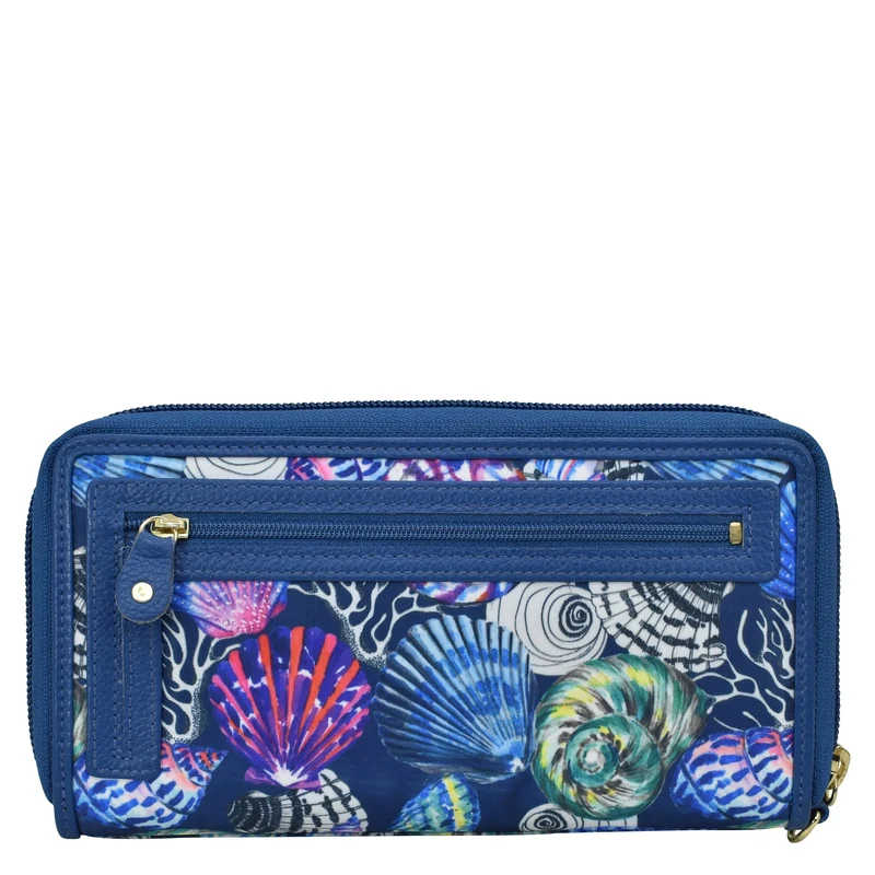 Stoff mit Lederbesatz Wristlet Travel Wallet - 13000