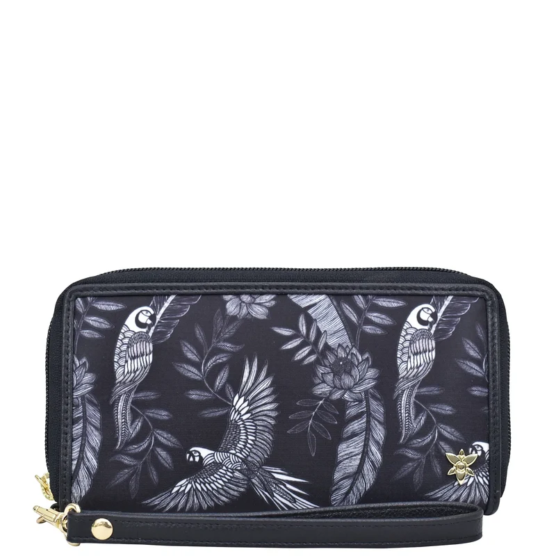 Stoff mit Lederbesatz Wristlet Travel Wallet - 13000