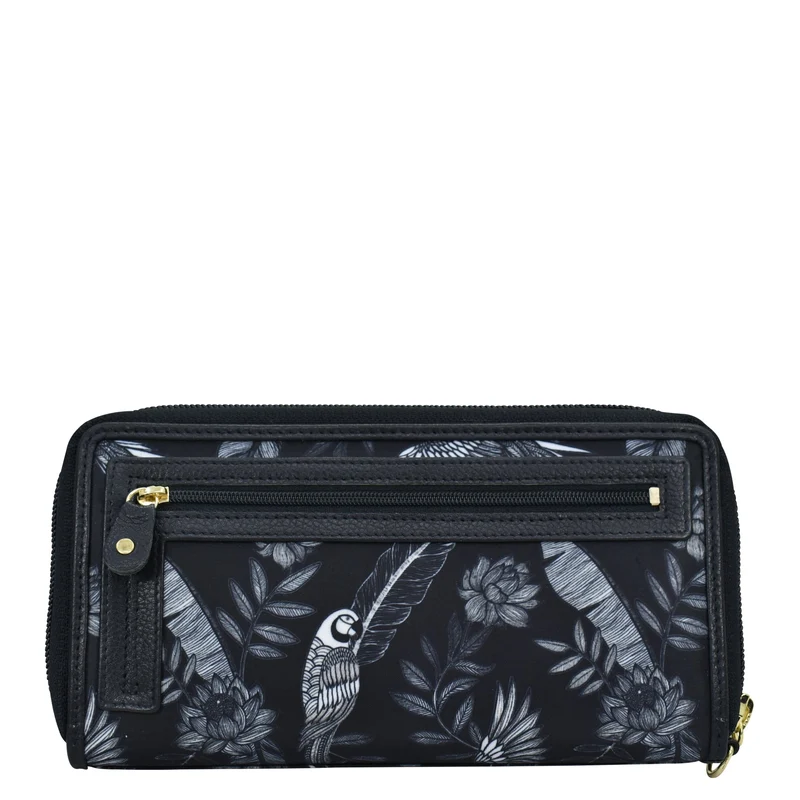 Stoff mit Lederbesatz Wristlet Travel Wallet - 13000