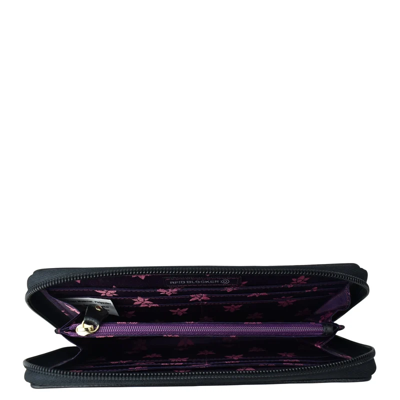 Stoff mit Lederbesatz Wristlet Travel Wallet - 13000