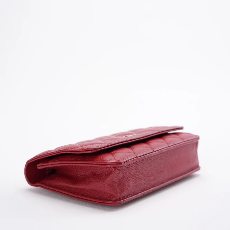 Chanel Geldbörse an der Kette (woc) Tasche Rotes Kaviarleder
