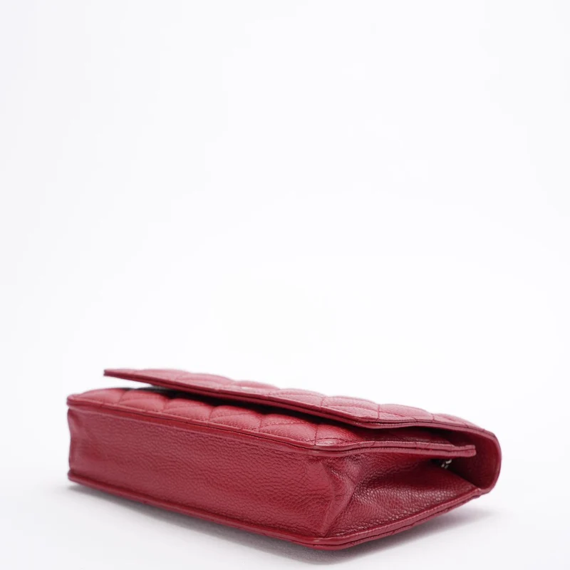 Chanel Geldbörse an der Kette (woc) Tasche Rotes Kaviarleder