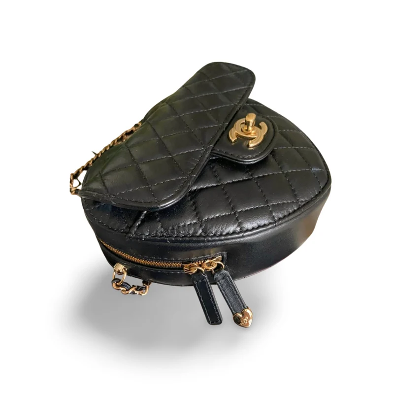 Chanel Heart Bag schwarzes Lammleder GHW