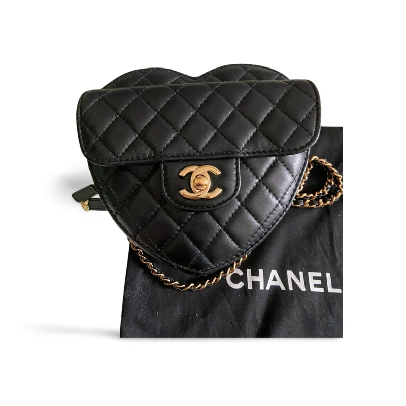 Chanel Heart Bag schwarzes Lammleder GHW