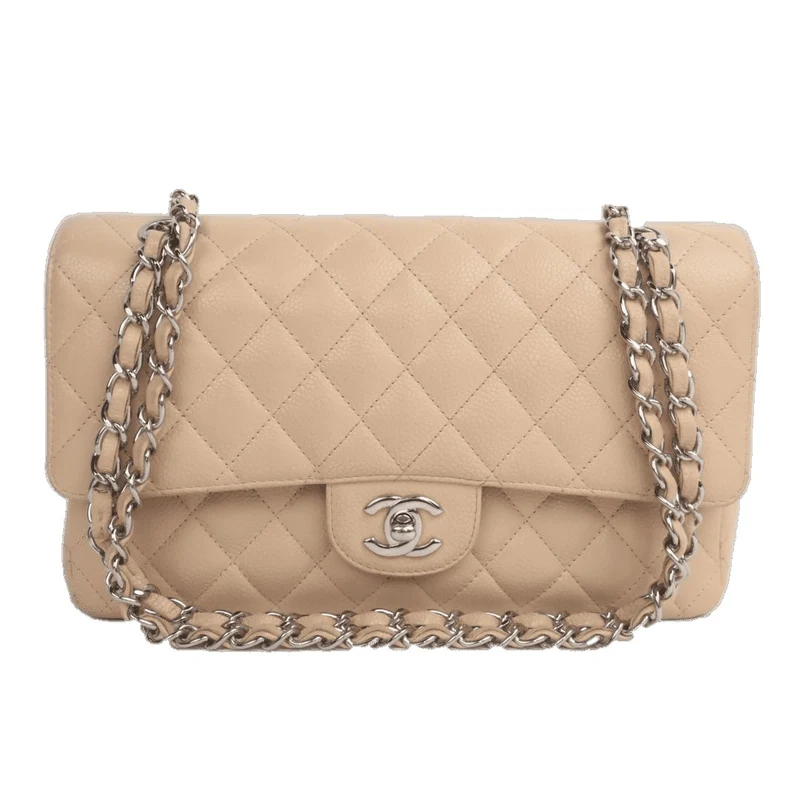 Chanel Classic Double Flap Beige Caviar Bag