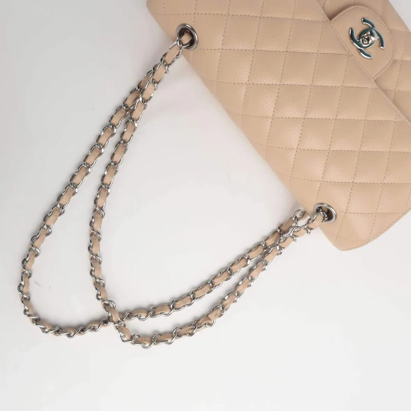 Chanel Classic Double Flap Beige Caviar Bag