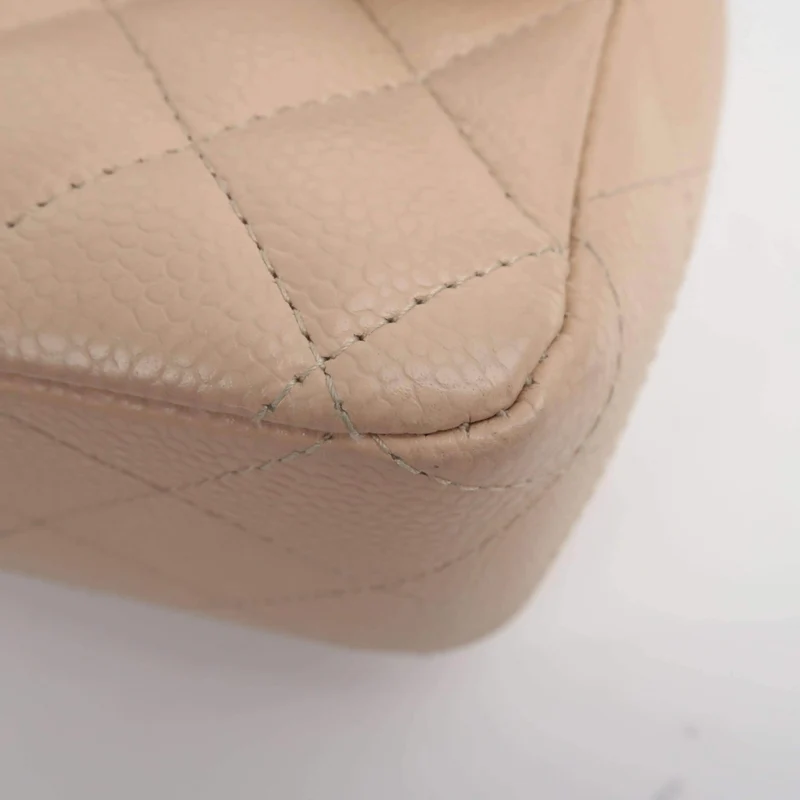 Chanel Classic Double Flap Beige Caviar Bag