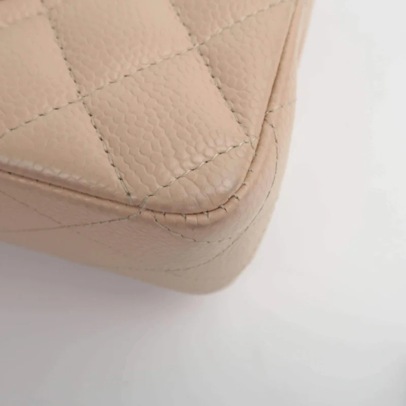 Chanel Classic Double Flap Beige Caviar Bag
