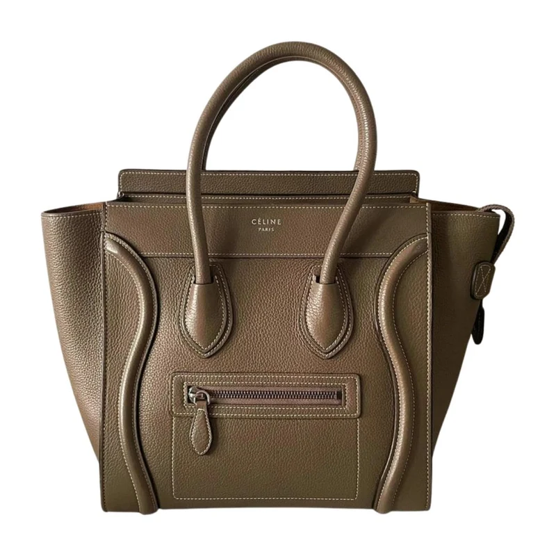 CELINE Micro Luggage Lederhandtasche in Grau