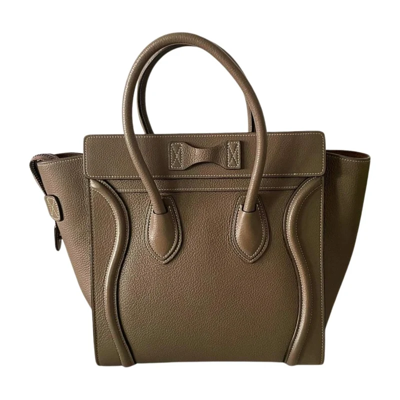 CELINE Micro Luggage Lederhandtasche in Grau