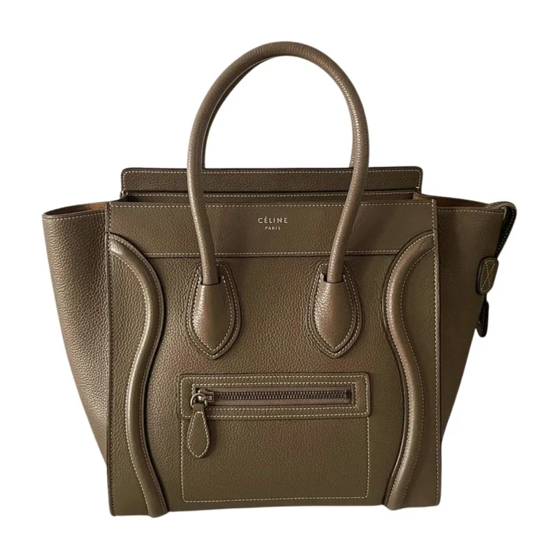 CELINE Micro Luggage Lederhandtasche in Grau