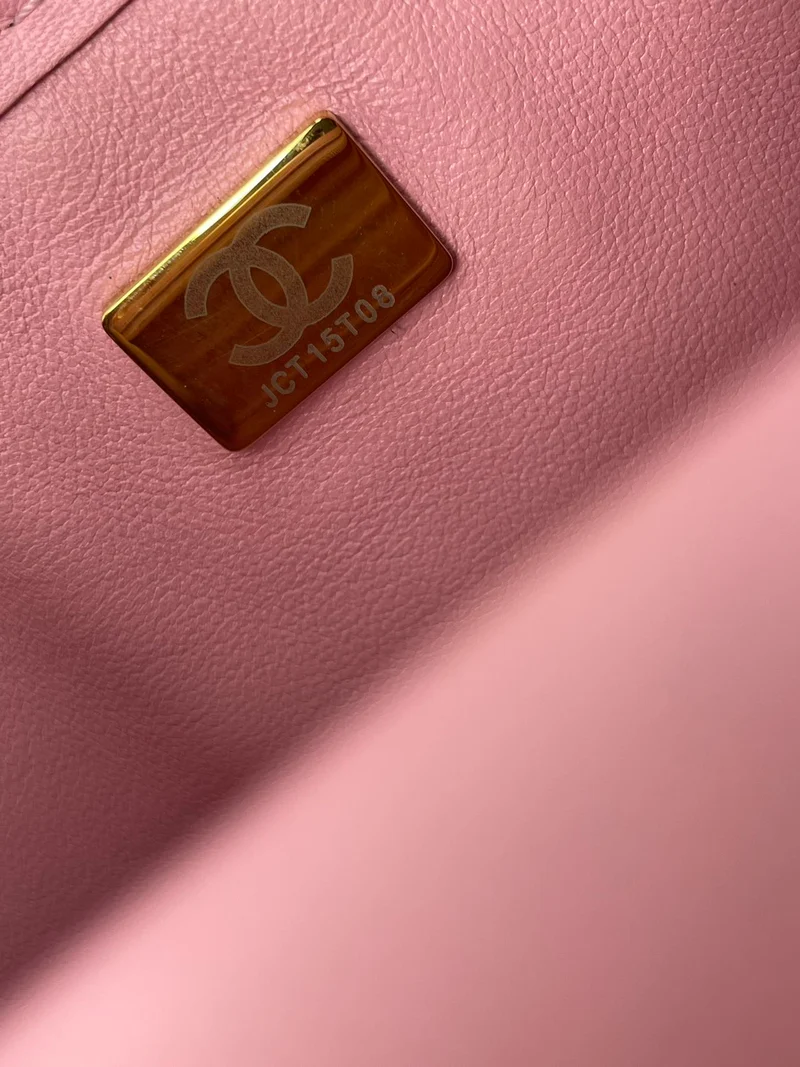 Chanel Classic Single Flap Bag Pink gewebt 23C Gold Hardware