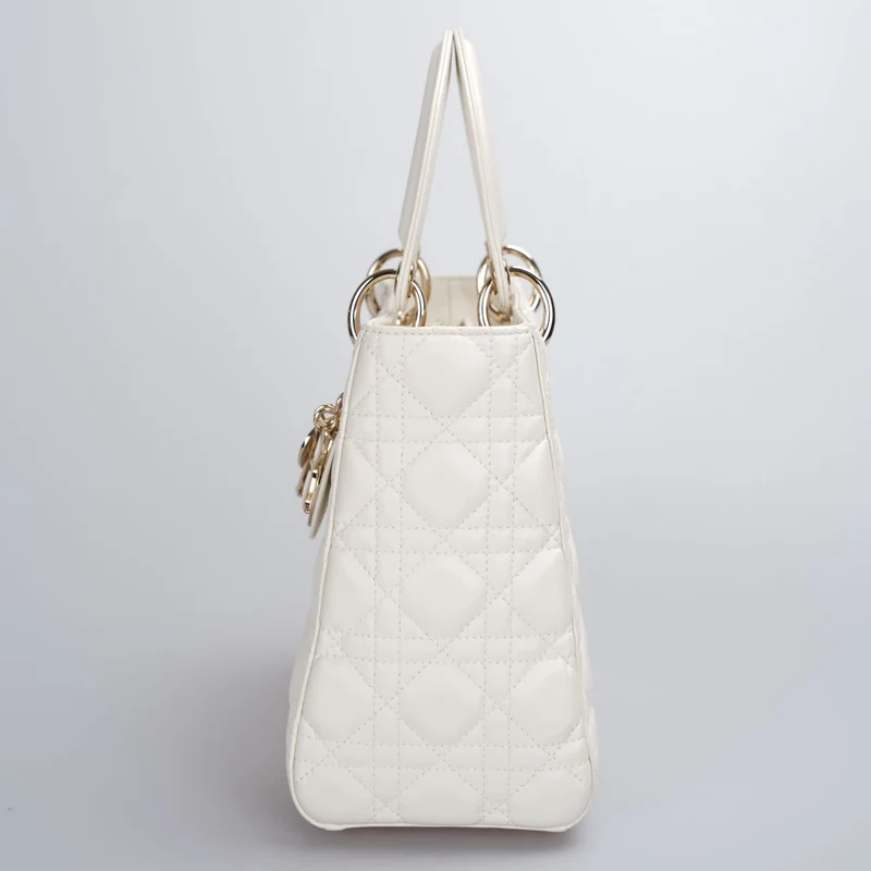 Christian Dior Weiße Lady Dior Mittlere Tasche