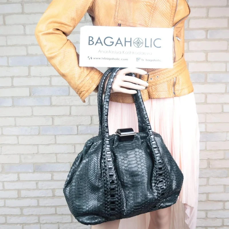 Salvatore Ferragamo Python Double Handle Bag