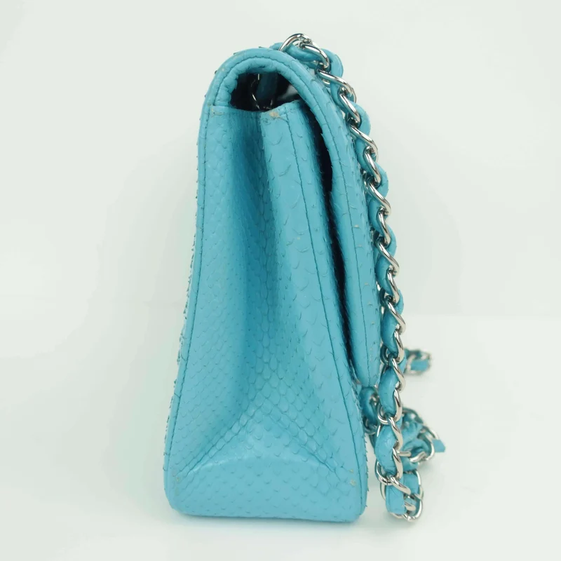Chanel Blue Flap Jumbo Python Bag