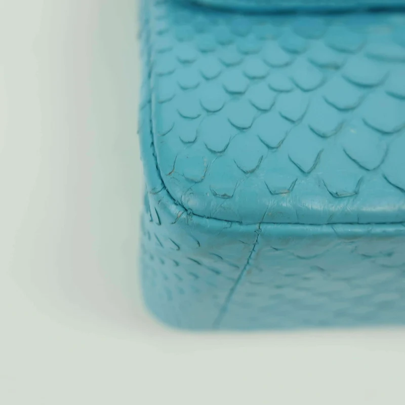Chanel Blue Flap Jumbo Python Bag