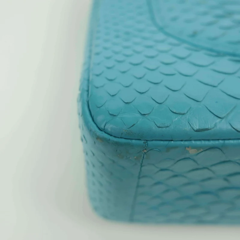 Chanel Blue Flap Jumbo Python Bag