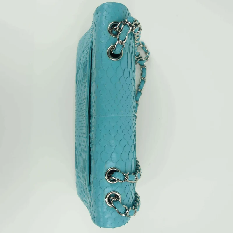 Chanel Blue Flap Jumbo Python Bag