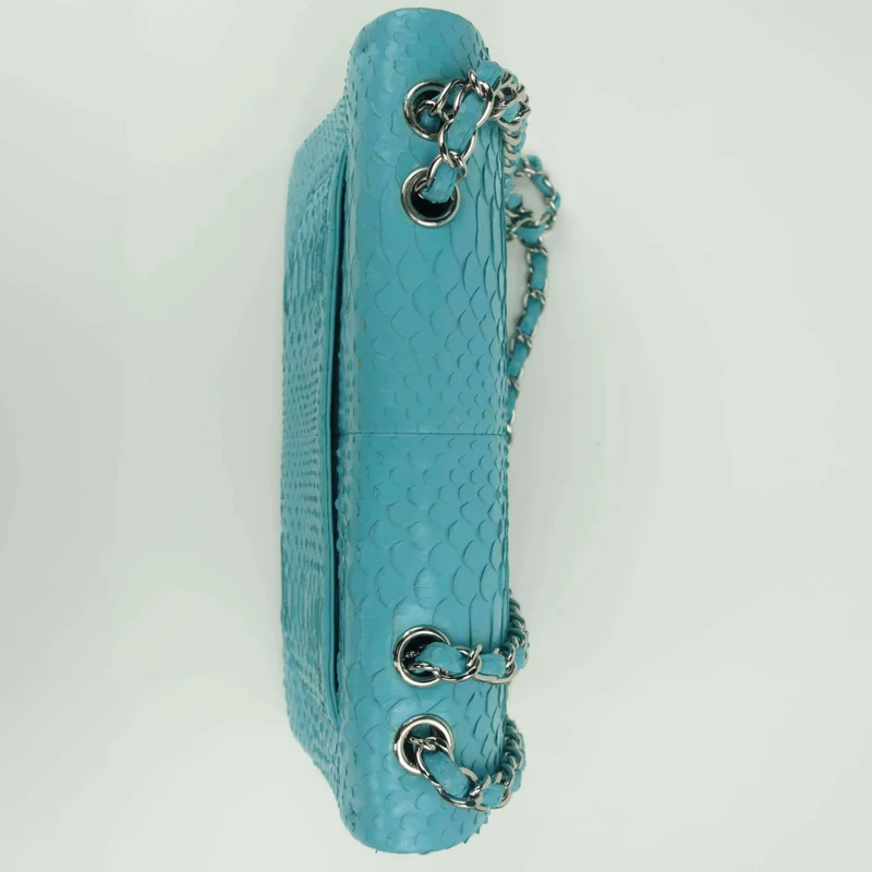Chanel Blue Flap Jumbo Python Bag