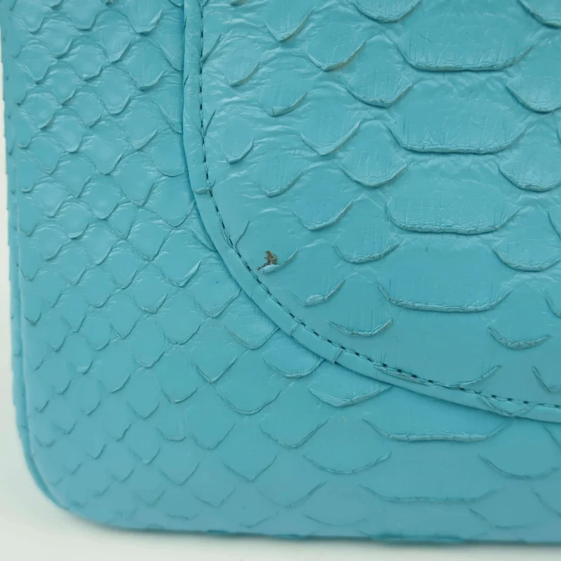 Chanel Blue Flap Jumbo Python Bag