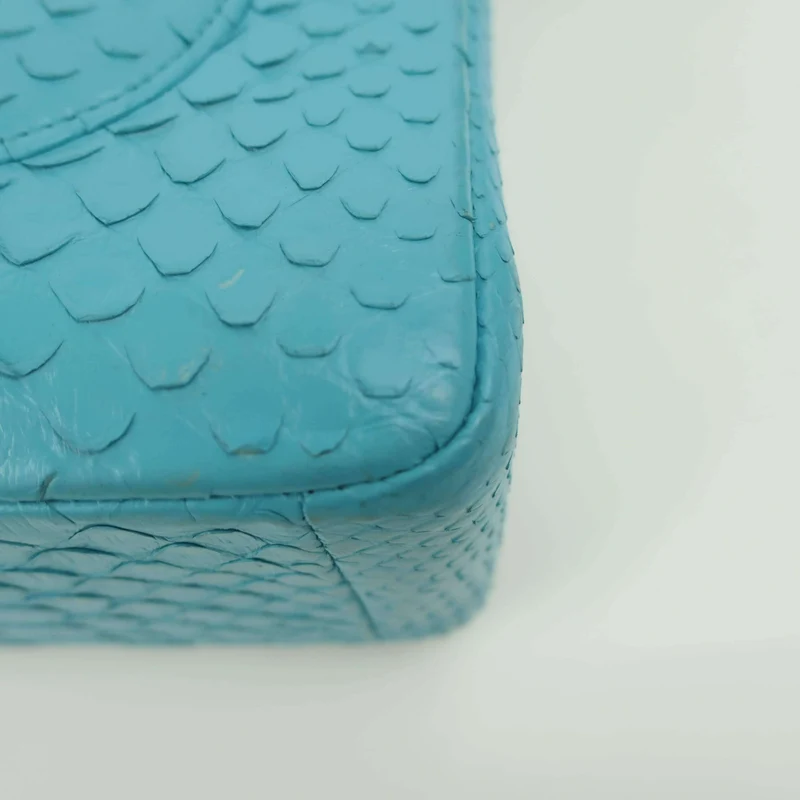 Chanel Blue Flap Jumbo Python Bag