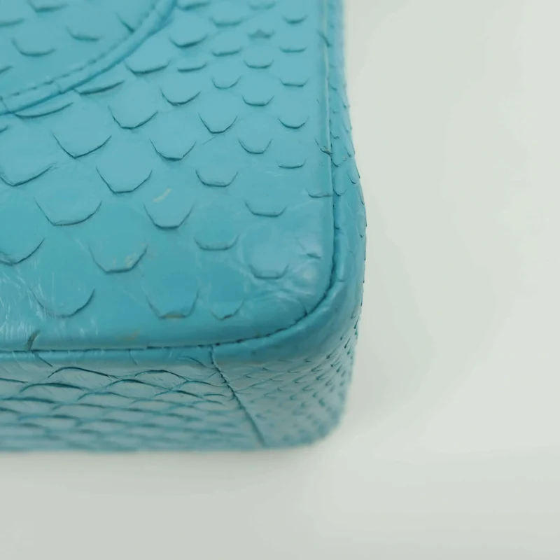 Chanel Blue Flap Jumbo Python Bag