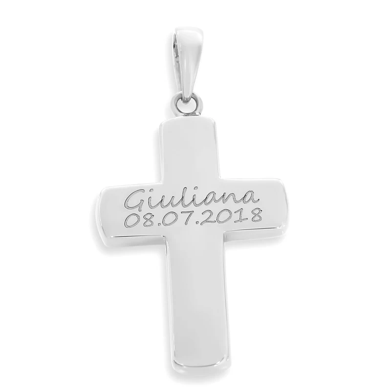KREUZ 925 SILBER MIT GRAVUR, GESCHENK ZUR TAUFE