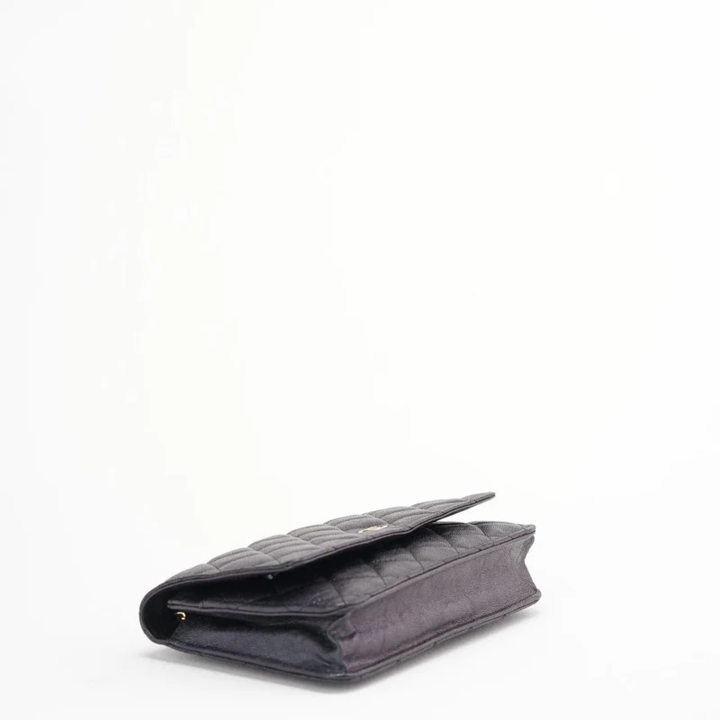 Chanel Black Caviar Wallet an der Kette (WOC) Goldbeschläge