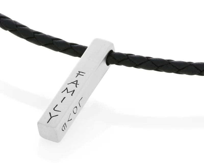 HERRENKETTE MIT GRAVUR LEDERKETTE MIT BARREN KETTE MANN PERSONALISIERT