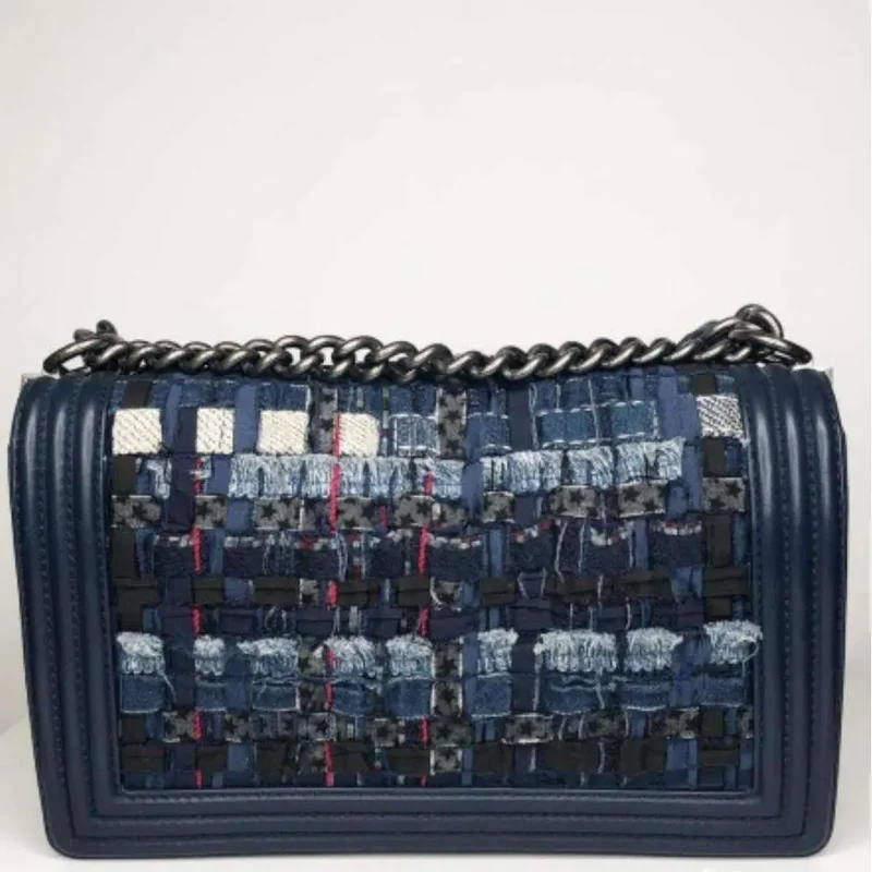 Сhanel Chained Leather Tweed BOY bag