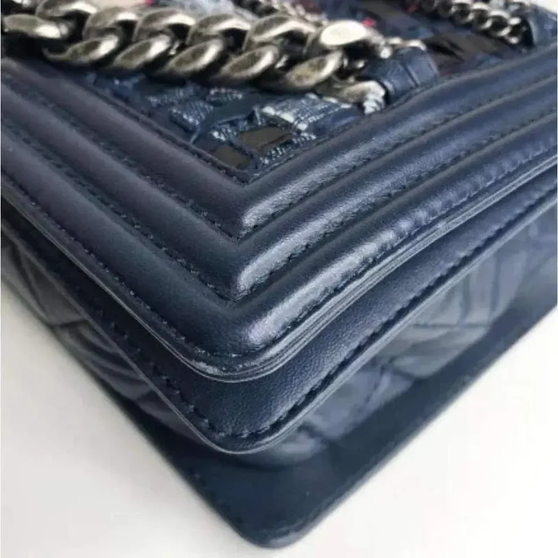 Сhanel Chained Leather Tweed BOY bag