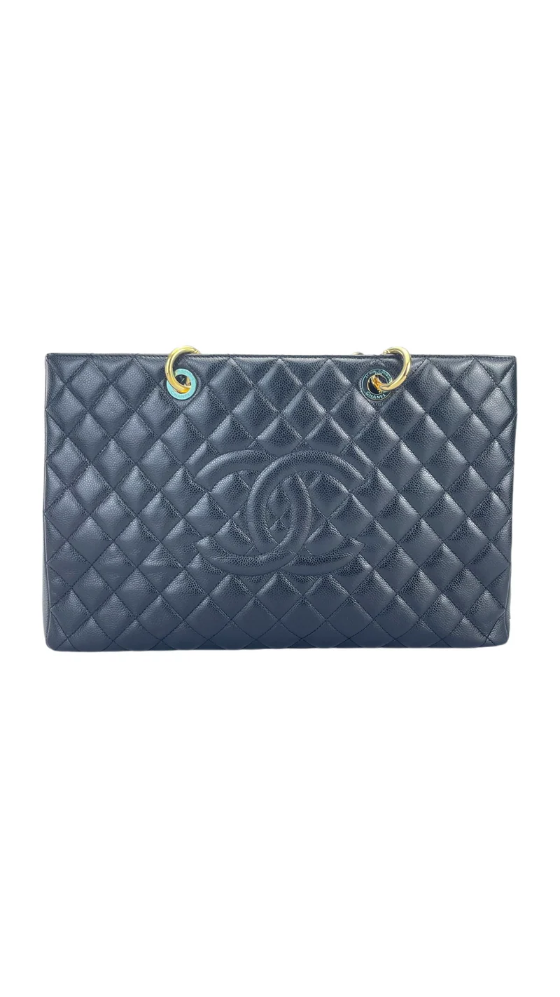 Chanel Schwarze Einkaufstasche aus Kaviarleder, extragroß