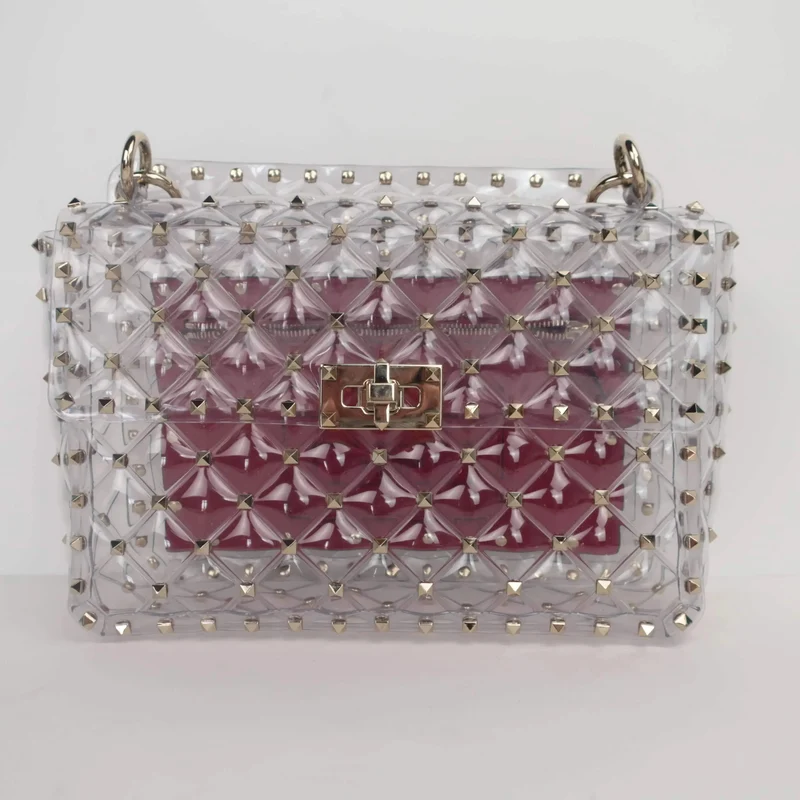 Valentino Rockstud Spike Plexi Medium Shoulder Bag
