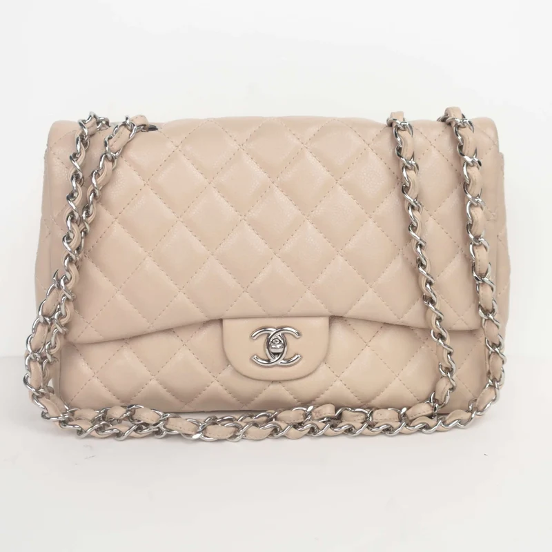 Chanel Single Flap Beige Caviar Jumbo bag