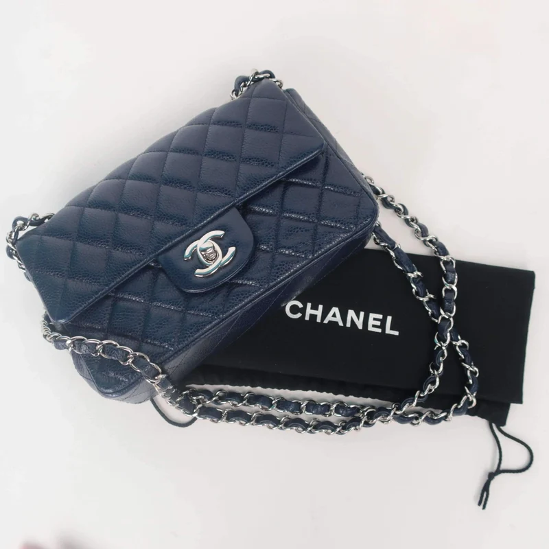 Chanel Mini Dark Blue Caviar 15 series