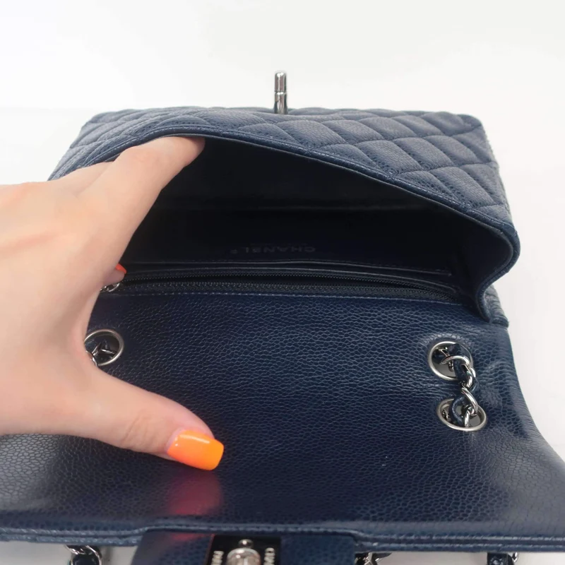 Chanel Mini Dark Blue Caviar 15 series