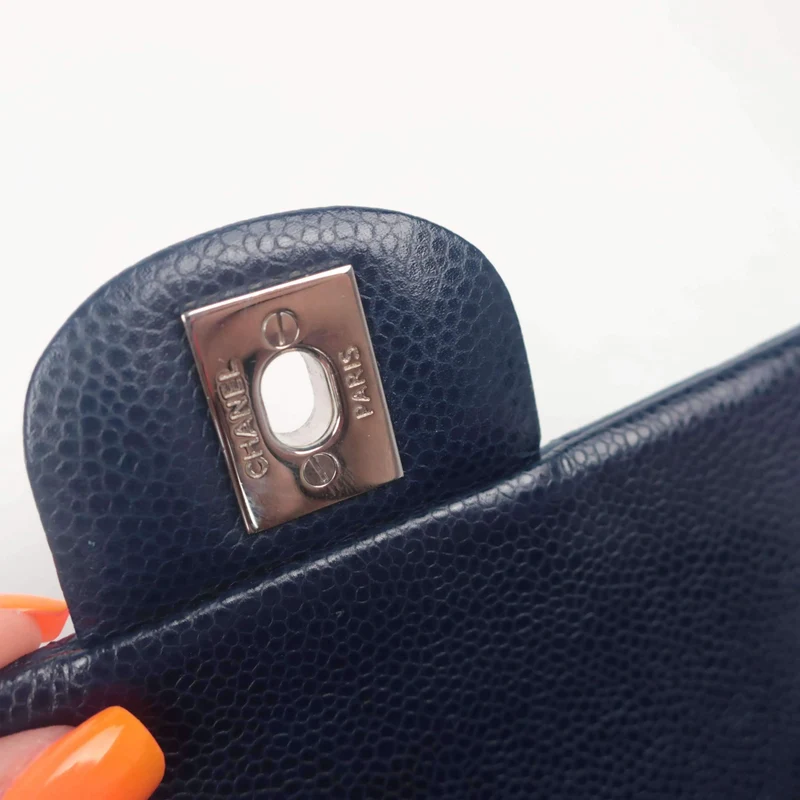 Chanel Mini Dark Blue Caviar 15 series