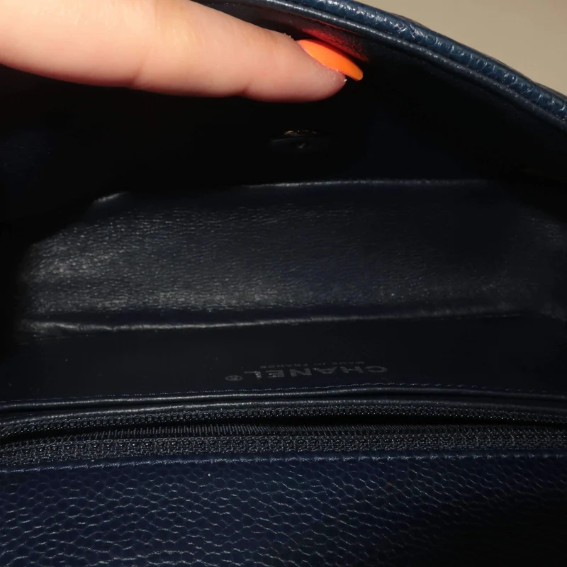 Chanel Mini Dark Blue Caviar 15 series