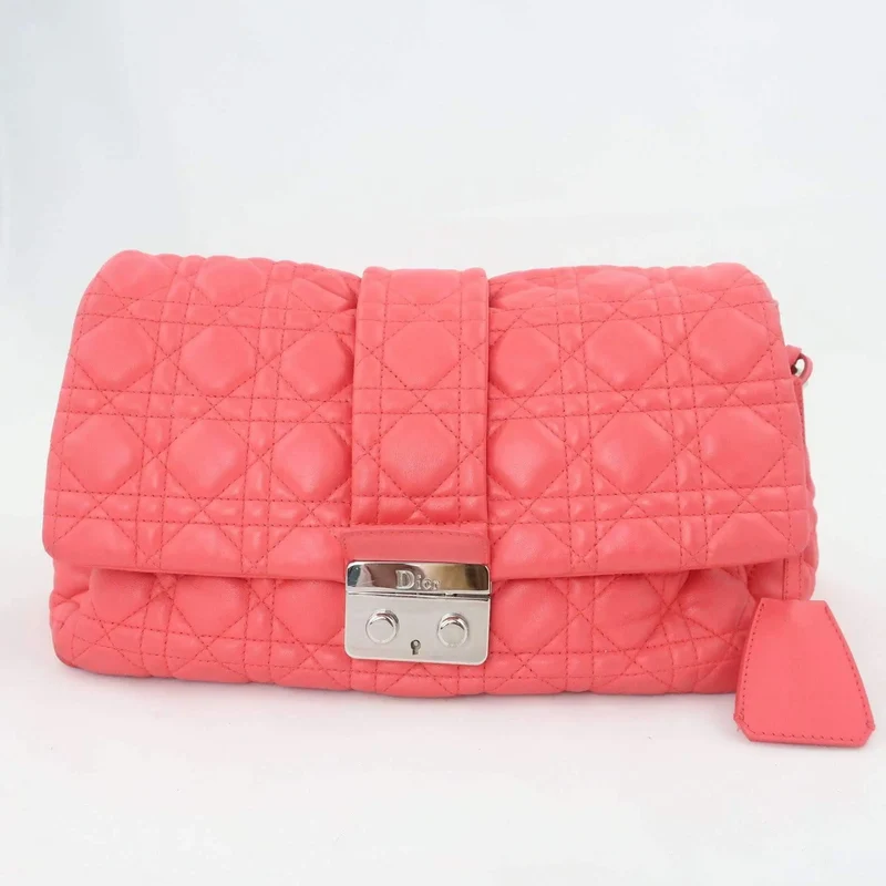 Dior Pink Cannage Quilted Lambskin Leather New Lock Flap Bag