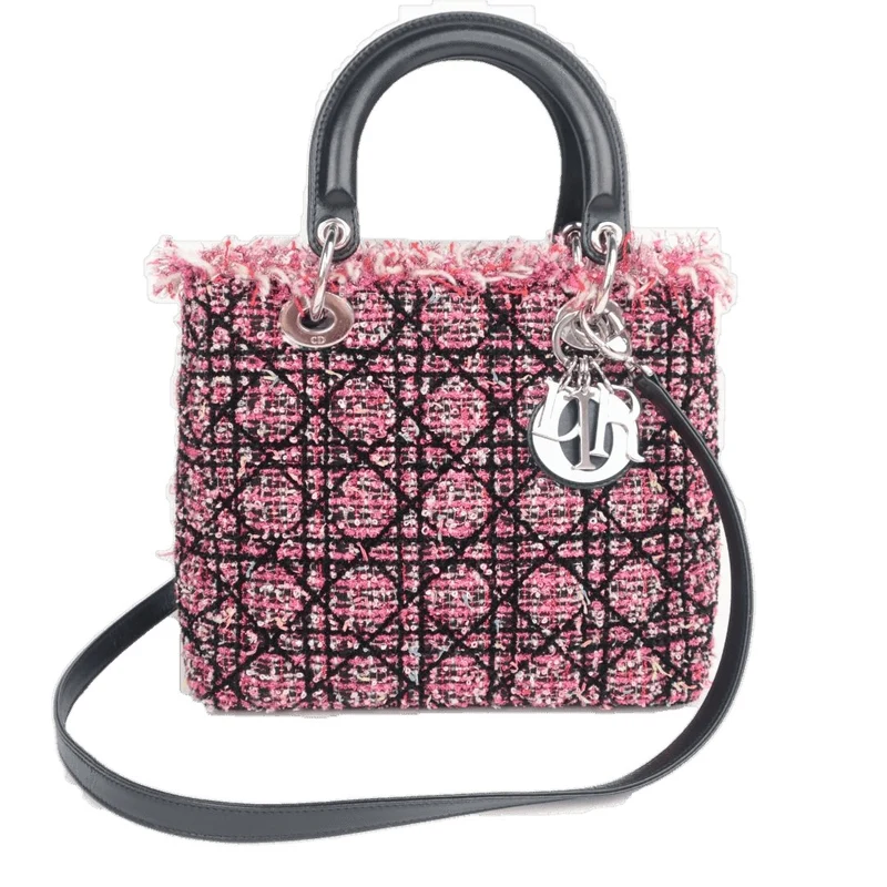 Dior Lady Dior Pink/Black/Fuchsia Tweed Bag Medium 2011 Bag