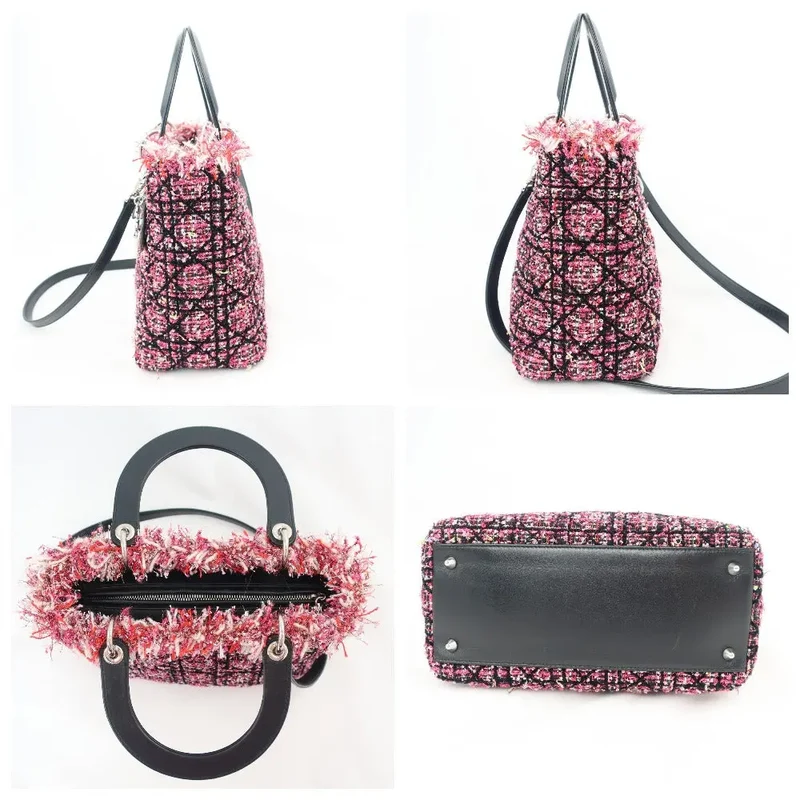Dior Lady Dior Pink/Black/Fuchsia Tweed Bag Medium 2011 Bag