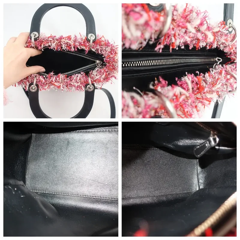 Dior Lady Dior Pink/Black/Fuchsia Tweed Bag Medium 2011 Bag