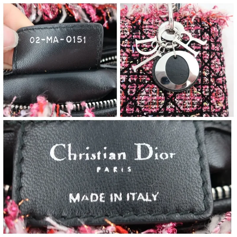 Dior Lady Dior Pink/Black/Fuchsia Tweed Bag Medium 2011 Bag