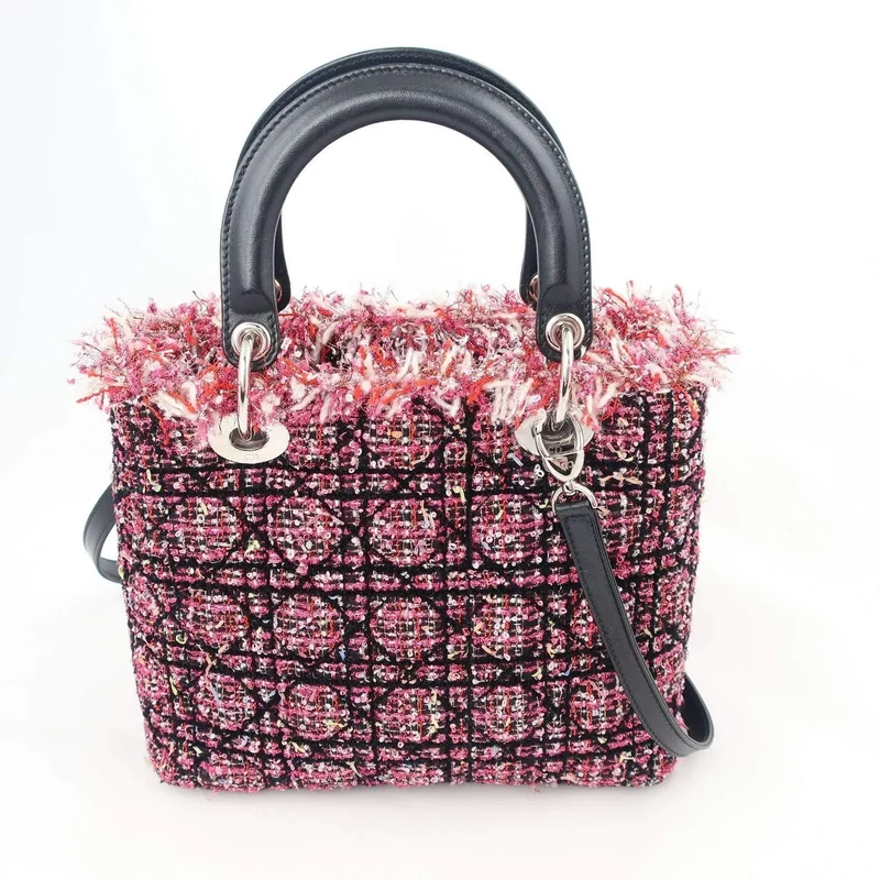 Dior Lady Dior Pink/Black/Fuchsia Tweed Bag Medium 2011 Bag