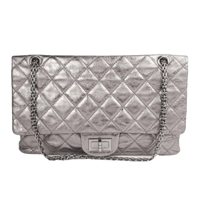 Chanel Silver Metallic Aged Calfskin 2.55 Reissue 227 Double Flap Bag, 2009